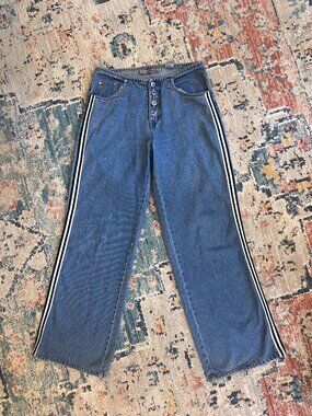 Vintage 90s Andrew's Blues Wide Leg Side Stripe Jeans